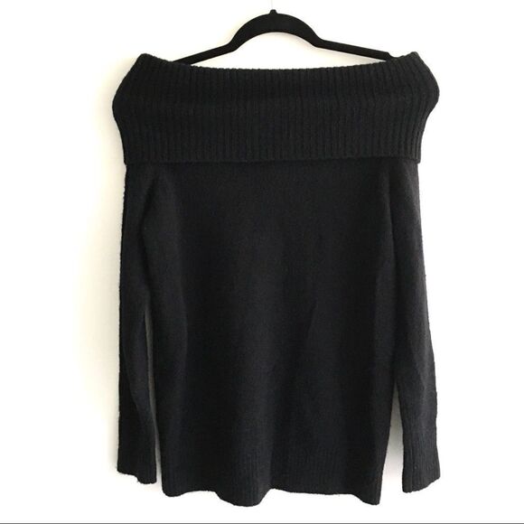 Aritzia Faretta Off Shoulder Cowl Neck Long Sleeve Wool Alpaca Sweater Black XXS - Picture 4 of 9